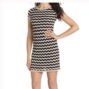 Lilly Pulitzer Santana Blue & Gold Metallic Knit Sweater Dress L